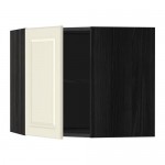 МЕТОД Угловой навесной шкаф с полками - под дерево черный, Будбин белый с оттенком, 68x60 см