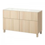 БЕСТО Комбинация для хранения с ящиками - направляющие ящика, плавно закр, Лаппвикен под беленый дуб