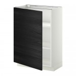 МЕТОД Напольный шкаф с полками - белый, Тингсрид под дерево черный, 60x37 см