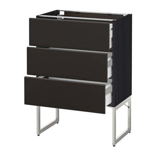 МЕТОД / МАКСИМЕРА Нплн шк 3 фрнт/3 средн ящика - под дерево черный, Кунгсбакка антрацит, 60x37x60 см МЕТОД / МАКСИМЕРА Нплн шк 3 фрнт/3 средн ящика - под дерево черный, Кунгсбакка антрацит, 60x37x60 см