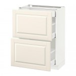 МЕТОД / МАКСИМЕРА Напольный шкаф/2фасада/3ящика - белый, Будбин белый с оттенком, 60x37 см