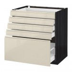 МЕТОД / МАКСИМЕРА Напольный шкаф с 5 ящиками - под дерево черный, Воксторп глянцевый светло-бежевый, 80x60 см МЕТОД / МАКСИМЕРА Напольный шкаф с 5 ящиками - под дерево черный, Воксторп глянцевый светло-бежевый, 80x60 см