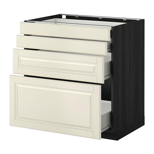 МЕТОД / ФОРВАРА Напольн шкаф 4 фронт панели/4 ящика - 80x60 см, Будбин белый с оттенком, под дерево черный МЕТОД / ФОРВАРА Напольн шкаф 4 фронт панели/4 ящика - 80x60 см, Будбин белый с оттенком, под дерево черный