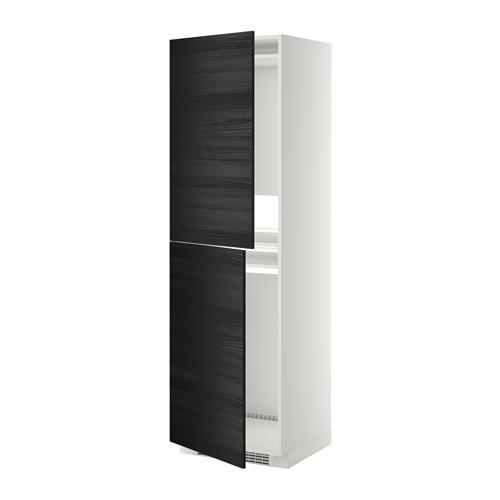 МЕТОД Высок шкаф д холодильн/мороз - белый, Тингсрид под дерево черный, 60x60x200 см