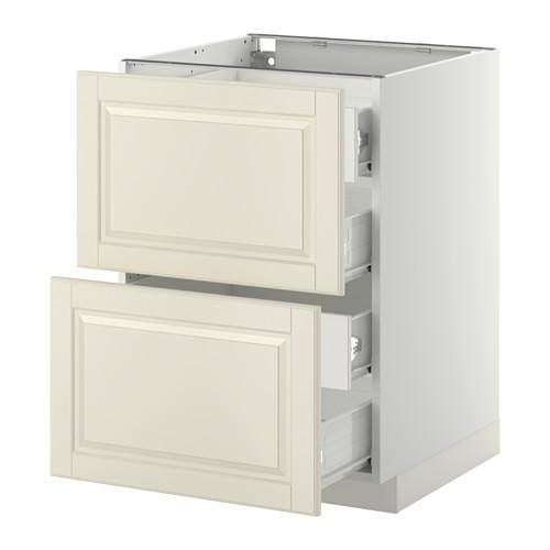 МЕТОД / ФОРВАРА Напольн шкаф 2 фронт пнл/4 средн ящ - белый, Будбин белый с оттенком, 60x60 см