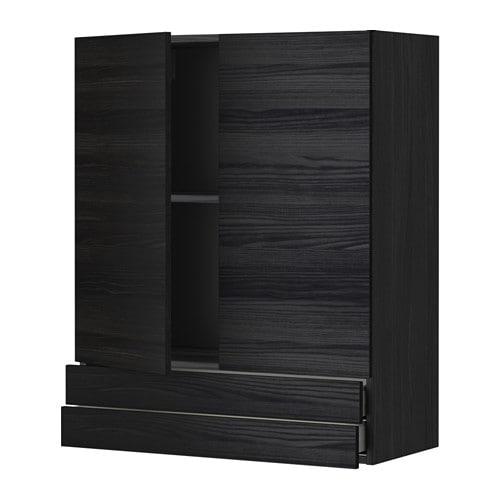 МЕТОД / МАКСИМЕРА Навесной шкаф/2дверцы/2ящика - под дерево черный, Тингсрид под дерево черный, 80x100 см