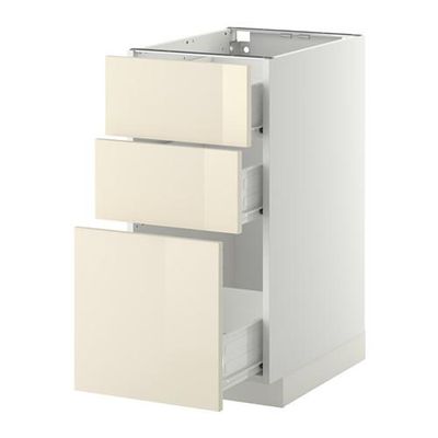 МЕТОД / ФОРВАРА Напольный шкаф с 3 ящиками - белый, Рингульт глянцевый кремовый, 40x60 см МЕТОД / ФОРВАРА Напольный шкаф с 3 ящиками - белый, Рингульт глянцевый кремовый, 40x60 см