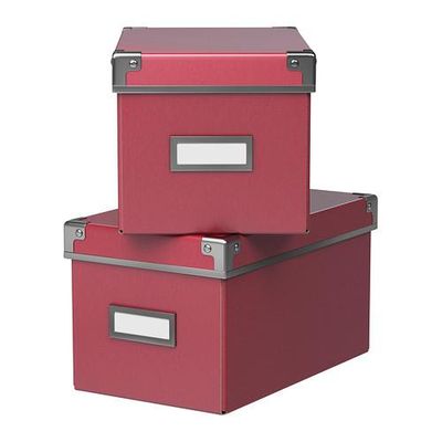 КАССЕТ Коробка с крышкой - темно-розовый, 16x26x15 см