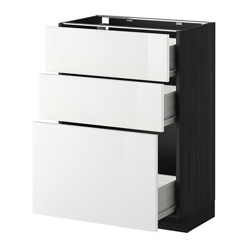 МЕТОД / ФОРВАРА Нплн шк 3 фрнт/3 средн ящика - под дерево черный, Рингульт глянцевый белый, 60x37 см МЕТОД / ФОРВАРА Нплн шк 3 фрнт/3 средн ящика - под дерево черный, Рингульт глянцевый белый, 60x37 см