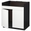 МЕТОД Напольн шкаф д двойн мойки ДУМШЁ - под дерево черный, Воксторп белый