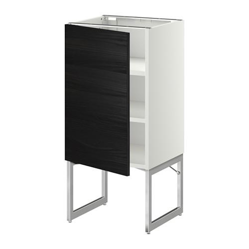 МЕТОД Напольный шкаф с полками - белый, Тингсрид под дерево черный, 40x37x60 см