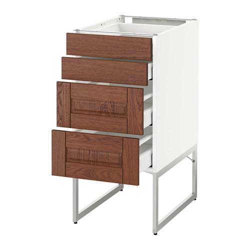 МЕТОД / МАКСИМЕРА Нплн шк 4 фронт/2 низк/2средн ящ - белый, Филипстад коричневый, 40x60x60 см