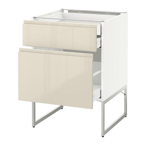 МЕТОД / МАКСИМЕРА Напольн шкаф 2фронт пнл/2низ/1вс ящ - белый, Воксторп глянцевый светло-бежевый, 60x60x60 см МЕТОД / МАКСИМЕРА Напольн шкаф 2фронт пнл/2низ/1вс ящ - белый, Воксторп глянцевый светло-бежевый, 60x60x60 см