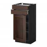 МЕТОД / МАКСИМЕРА Напольный шкаф с дверцей/2 ящиками - под дерево черный, Эдсерум под дерево коричневый, 40x37 см