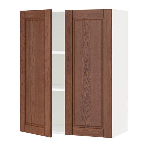 МЕТОД Навесной шкаф с полками/2дверцы - белый, Филипстад коричневый, 80x100 см