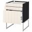 МЕТОД / МАКСИМЕРА Напольн шкаф 3фронт пнл/2низ/2ср ящ - под дерево черный, Хитарп белый с оттенком, 60x60x60 см