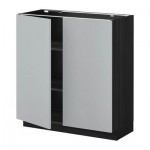 МЕТОД Напол шкаф с полками/2двери - 80x37 см, Веддинге серый, под дерево черный