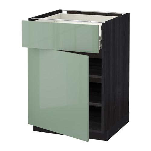 МЕТОД / ФОРВАРА Напольн шкаф двр/фр пнл/плк/2низ ящ - под дерево черный, Калларп глянцевый светло-зеленый, 60x60 см МЕТОД / ФОРВАРА Напольн шкаф двр/фр пнл/плк/2низ ящ - под дерево черный, Калларп глянцевый светло-зеленый, 60x60 см
