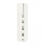 МЕТОД / ФОРВАРА Высокий шкаф/2дверцы/4ящика - белый, Веддинге белый, 40x60x200 см