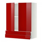 МЕТОД / МАКСИМЕРА Навесной шкаф/2дверцы/2ящика - 80x100 см, Рингульт глянцевый красный, белый МЕТОД / МАКСИМЕРА Навесной шкаф/2дверцы/2ящика - 80x100 см, Рингульт глянцевый красный, белый