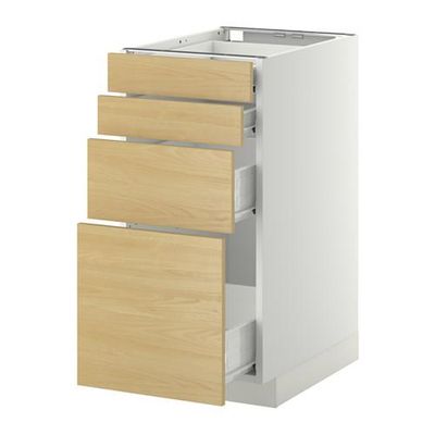 МЕТОД / ФОРВАРА Напольн шкаф 4 фронт панели/4 ящика - 40x60 см, Тингсрид под березу, белый