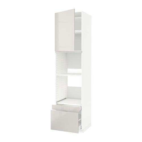 МЕТОД / МАКСИМЕРА Выс шкаф д/дхвк/комб дхвк+двр/2ящ - белый, Рингульт глянцевый светло-серый, 60x60x240 см