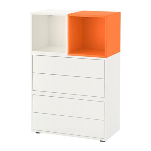 ЭКЕТ Комбинация шкафов с ножками - белый/оранжевый
