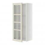 METOD навесной шкаф с полками/стекл дв белый/Будбин белый с оттенком 40x38.9x100 cm