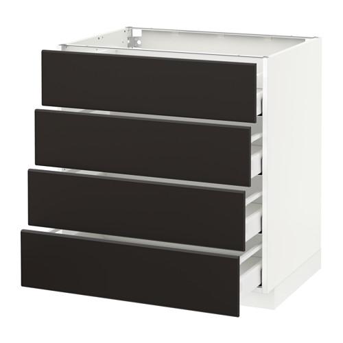 МЕТОД / МАКСИМЕРА Напольн шкаф 4 фронт панели/4 ящика - белый, Кунгсбакка антрацит, 80x60 см МЕТОД / МАКСИМЕРА Напольн шкаф 4 фронт панели/4 ящика - белый, Кунгсбакка антрацит, 80x60 см