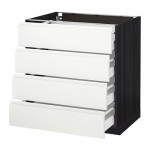 МЕТОД / МАКСИМЕРА Напольн шкаф 4 фронт панели/4 ящика - под дерево черный, Воксторп белый, 80x60 см МЕТОД / МАКСИМЕРА Напольн шкаф 4 фронт панели/4 ящика - под дерево черный, Воксторп белый, 80x60 см