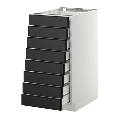 МЕТОД / МАКСИМЕРА Наполн шкаф 8 фронт/8 низк ящиков - 40x60 см, Лаксарби черно-коричневый, белый