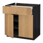 МЕТОД / ФОРВАРА Напольный шкаф+ящик/2дверцы - 80x60 см, Экестад дуб, под дерево черный МЕТОД / ФОРВАРА Напольный шкаф+ящик/2дверцы - 80x60 см, Экестад дуб, под дерево черный