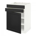 МЕТОД / ФОРВАРА Нап шк д/вар панели/дв/2фасада/1ящ - Лаксарби черно-коричневый, белый