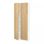 МЕТОД Высокий шкаф с полками/4 дверцы - белый, Экестад дуб, 80x37x200 см МЕТОД Высокий шкаф с полками/4 дверцы - белый, Экестад дуб, 80x37x200 см