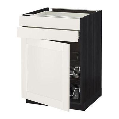 МЕТОД / ФОРВАРА Напольн шкаф/дверца/2ящ/првл крзн - 60x60 см, Сэведаль белый, под дерево черный