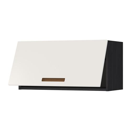 МЕТОД Горизонтальный навесной шкаф - 80x40 см, Мэрста белый, под дерево черный МЕТОД Горизонтальный навесной шкаф - 80x40 см, Мэрста белый, под дерево черный