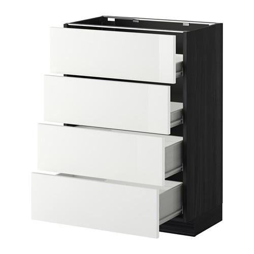 МЕТОД / ФОРВАРА Напольн шкаф 4 фронт панели/4 ящика - под дерево черный, Рингульт глянцевый белый, 60x37 см МЕТОД / ФОРВАРА Напольн шкаф 4 фронт панели/4 ящика - под дерево черный, Рингульт глянцевый белый, 60x37 см
