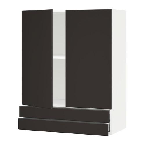МЕТОД / МАКСИМЕРА Навесной шкаф/2дверцы/2ящика - белый, Кунгсбакка антрацит, 80x100 см МЕТОД / МАКСИМЕРА Навесной шкаф/2дверцы/2ящика - белый, Кунгсбакка антрацит, 80x100 см