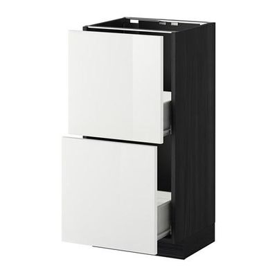 МЕТОД / ФОРВАРА Напольный шкаф с 2 ящиками - 40x37 см, Рингульт глянцевый белый, под дерево черный МЕТОД / ФОРВАРА Напольный шкаф с 2 ящиками - 40x37 см, Рингульт глянцевый белый, под дерево черный