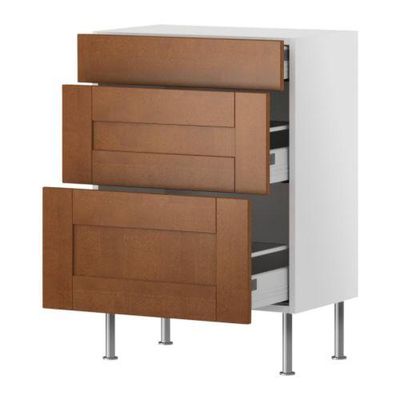 ФАКТУМ Напольный шкаф с 3 ящиками - Эдель классический коричневый, 40x37 см