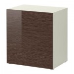 БЕСТО Стеллаж с дверью - белый рисунок бамбука/глянцевый/коричневый БЕСТО Стеллаж с дверью - белый рисунок бамбука/глянцевый/коричневый