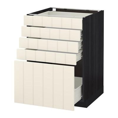 МЕТОД / ФОРВАРА Напольный шкаф с 5 ящиками - 60x60 см, Хитарп белый с оттенком, под дерево черный МЕТОД / ФОРВАРА Напольный шкаф с 5 ящиками - 60x60 см, Хитарп белый с оттенком, под дерево черный