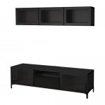 BESTÅ шкаф для ТВ, комбин/стеклян дверцы серый