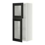 МЕТОД Навесной шкаф с полками/2 стекл дв - белый, Лаксарби черно-коричневый