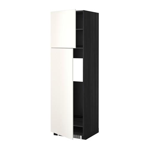 МЕТОД Высокий шкаф д/холодильника/2дверцы - под дерево черный, Веддинге белый, 60x60x200 см