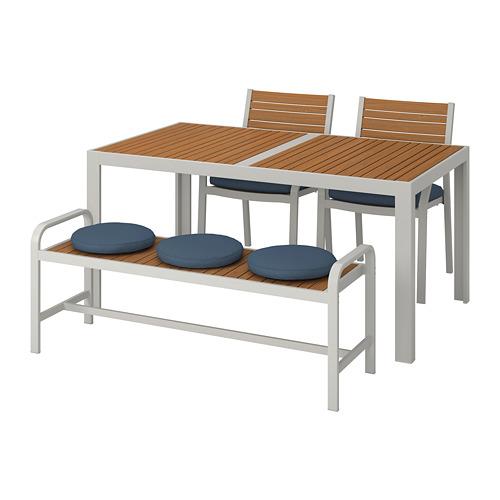 SJÄLLAND стол+2стула+скамья,д/сада