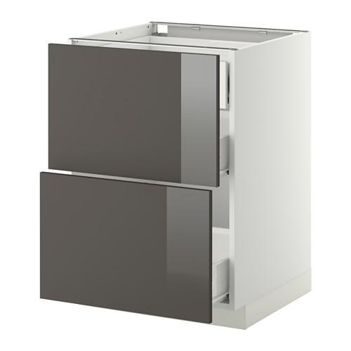 МЕТОД / ФОРВАРА Наполн шк 2 фрнт/3 средн ящ - белый, Рингульт глянцевый серый, 60x60 см МЕТОД / ФОРВАРА Наполн шк 2 фрнт/3 средн ящ - белый, Рингульт глянцевый серый, 60x60 см