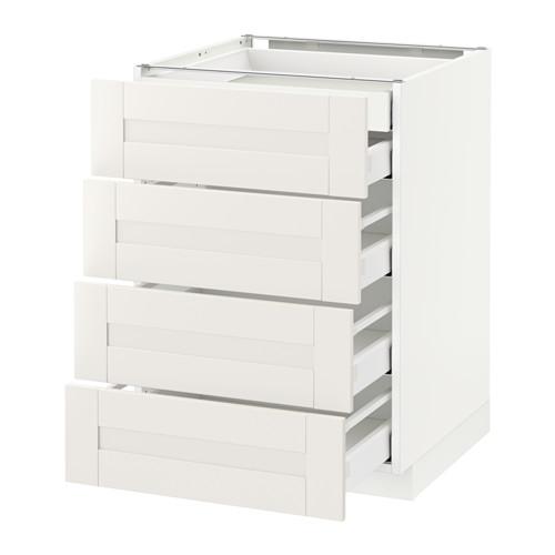 МЕТОД / МАКСИМЕРА Нплн шк 4фрнт/2нзк/3срд ящ - белый, Сэведаль белый, 60x60 см МЕТОД / МАКСИМЕРА Нплн шк 4фрнт/2нзк/3срд ящ - белый, Сэведаль белый, 60x60 см