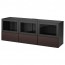 БЕСТО Тумба под ТВ, с дверцами и ящиками - черно-коричневый Синдвик/Инвикен черно-коричневый прозрачное стекло, направляющие ящика,нажимные