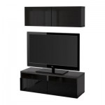 БЕСТО Шкаф для ТВ, комбин/стеклян дверцы - черно-коричневый/Сельсвикен глянцевый/черный дымчатое стекло, направляющие ящика,нажимные БЕСТО Шкаф для ТВ, комбин/стеклян дверцы - черно-коричневый/Сельсвикен глянцевый/черный дымчатое стекло, направляющие ящика,нажимные